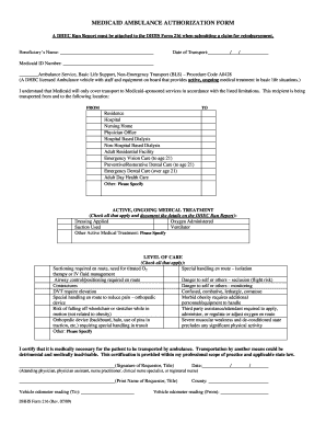 Medicaid Ambulance Authorization Form