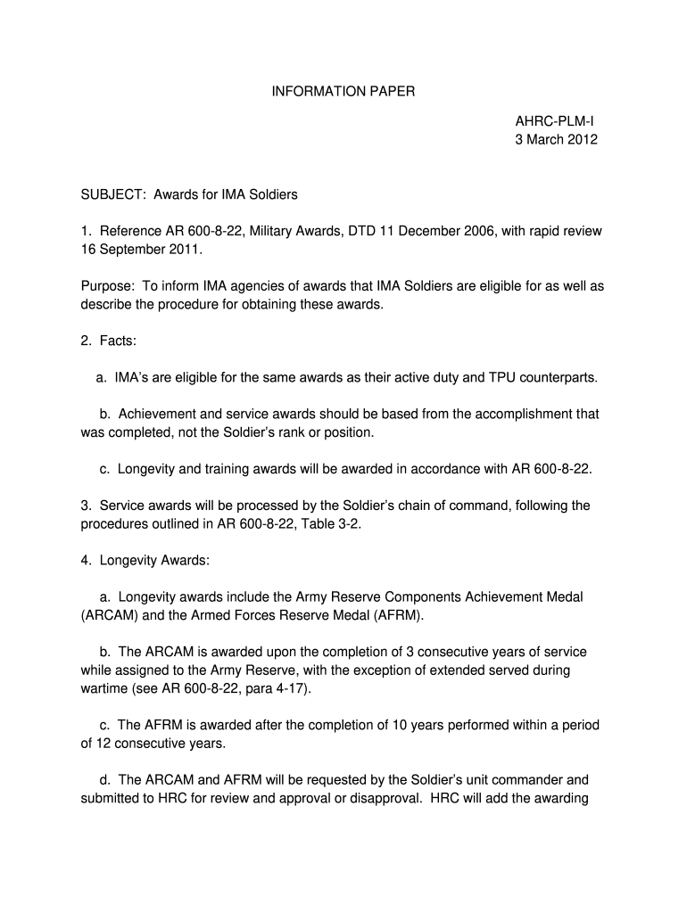 Army Information Paper Format Fill Online Printable Fillable Blank 
