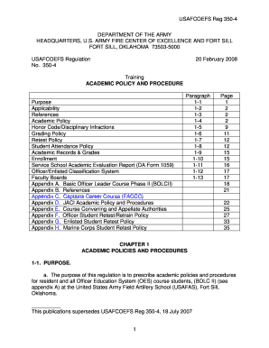 Army apft - USAFCOEFS Reg 350-4 1 DEPARTMENT OF THE ARMY ... - army