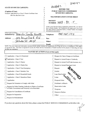 Application for a Class C Charter Certificate
