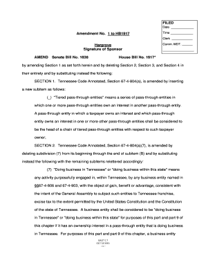1 to HB1917 Time Clerk Hargrove Signature of Sponsor AMEND Senate Bill No - capitol tn