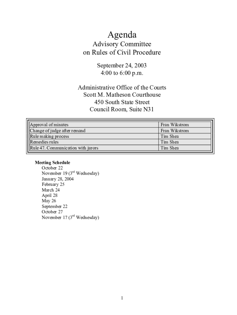 Agenda and Minutes of Advisory Committee on Rules of Civil Procedure Preview on Page 1