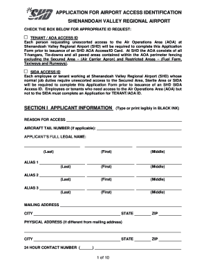 APPLICATION FOR AIRPORT ACCESS IDENTIFICATION
