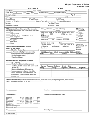 Virginia TB Intake Sheet