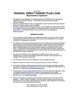 Federal Direct Parent PLUS Loan Requirements and Application