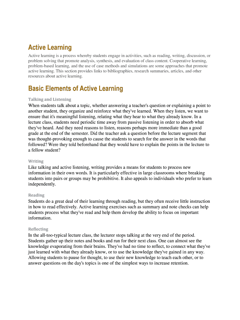 Active Learning Preview on Page 1
