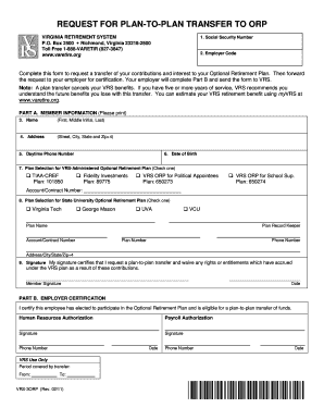 REQUEST FOR PLAN-TO-PLAN TRANSFER TO ORP