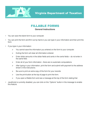 Virginia Tax Fillable Form