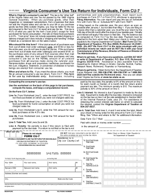 Virginia Consumer’s Use Tax Return Form CU-7