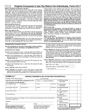 Virginia Consumer's Use Tax Return for Individuals