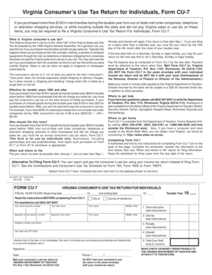 Virginia Consumer’s Use Tax Return Form CU-7