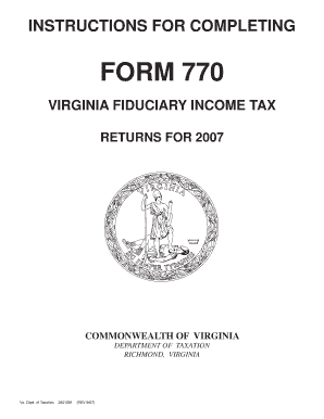 Virginia Fiduciary Income Tax Form 770