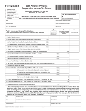 Virginia Corporation Income Tax Return Form 500X