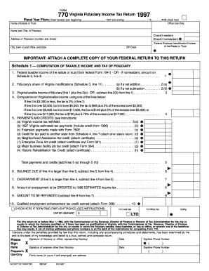 Virginia Fiduciary Income Tax Return Form 770