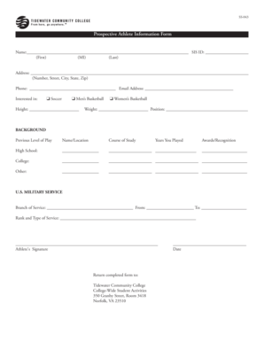 Prospective Athlete Information Form - Tidewater Community College - tcc