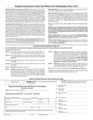Virginia Consumer s Use Tax Return for Individuals, Form CU-7