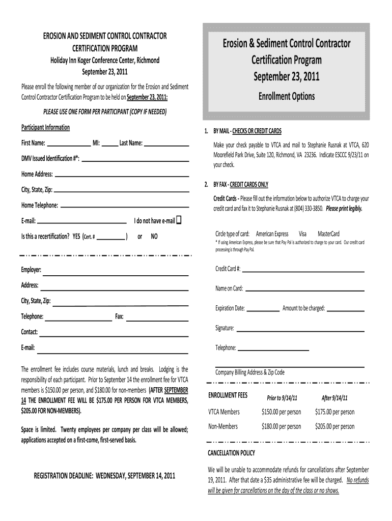 EROSION AND SEDIMENT CONTROL CONTRACTOR CERTIFICATION PROGRAM (VDOT ESCCC) Preview on Page 1