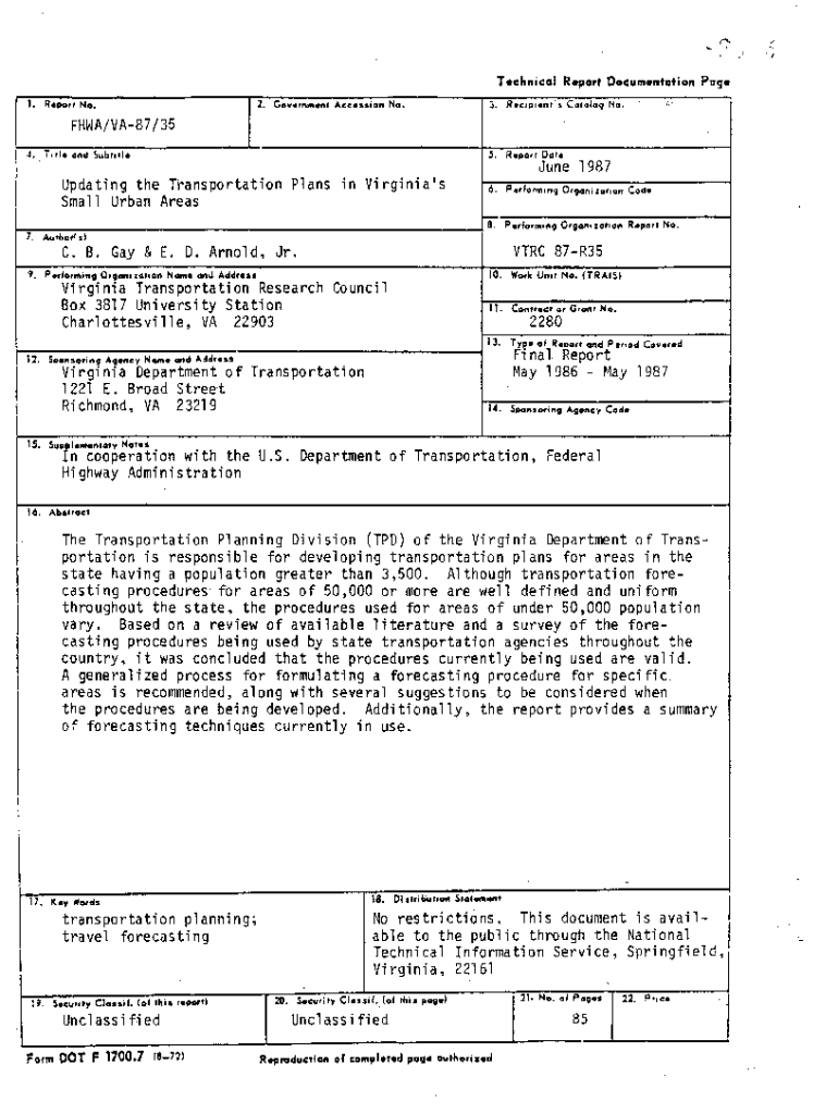 87-R35 - Virginia Department of Transportation Preview on Page 1