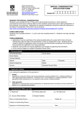 UWA Special Consideration Application Form
