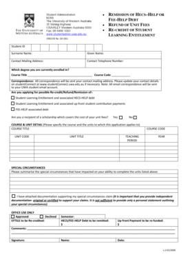 Fillable Online studentadmin uwa edu Remission bapplicationb - My ...