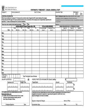 Fortnightly Timesheet - Casual General Staff
