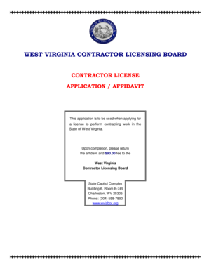 West Virginia Contractor License Application
