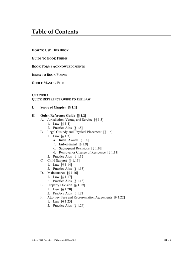 Fillable Online Table of Contents Marketplace State Bar of Wisconsin Fax Email Print pdfFiller