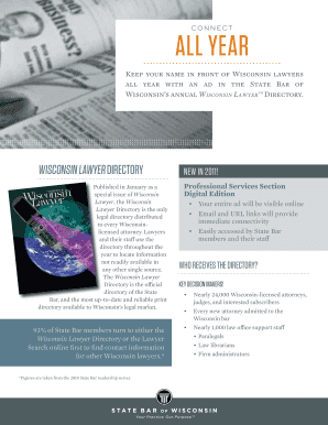 Wisconsin Lawyer Directory Advertising Form