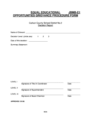 Equal educational jbmb-e1 opportunities grievance procedure form