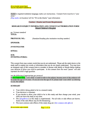 Miami Children's Hospital Research Consent Form