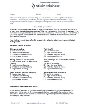 Epworth Sleepiness Scale Form