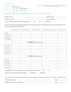 Family History Questionnaire for Cancer Risk