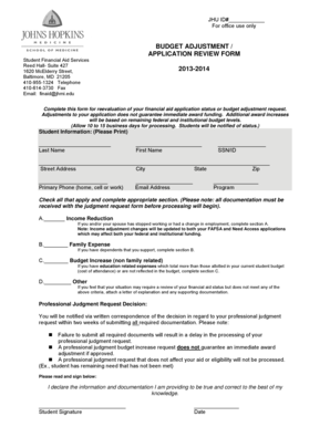 Budget Adjustment Application Form