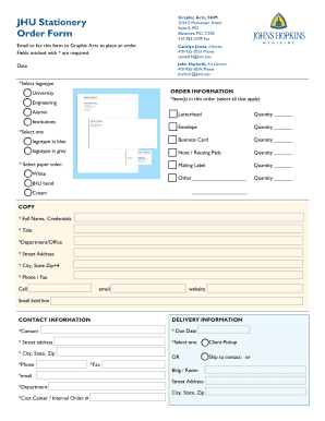 jhu stationery form