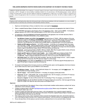 Johns Hopkins Employee Incident Report Form