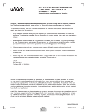 Evidence of Insurability Form