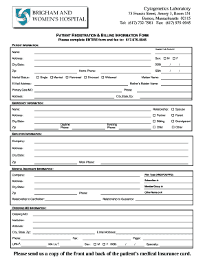 Patient Registration & Billing Information Form