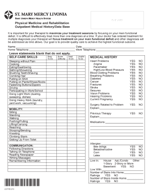 medical hospital history form