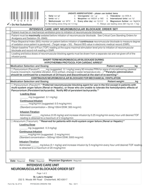 Intensive Care Unit Neuromuscular Blockade Order Set