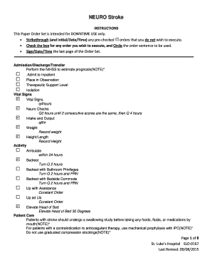 Stroke Paper Order Set