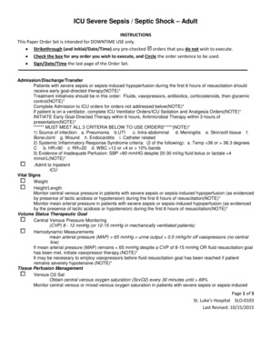 ICU Severe Sepsis Septic Shock Adult Order Set