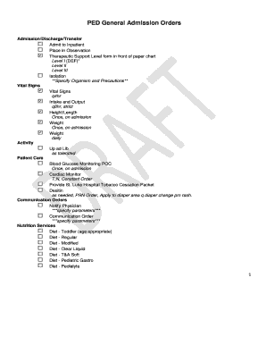 PED General Admission Orders