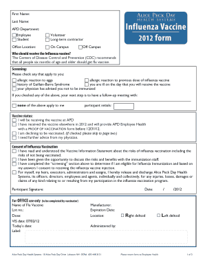 Influenza Vaccination Consent Form
