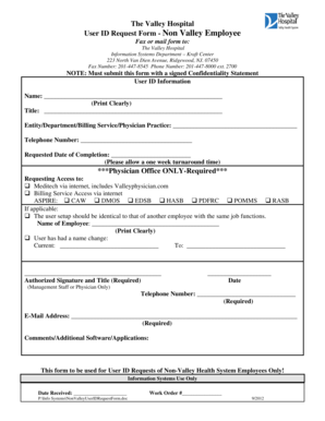 The Valley Hospital User ID Request Form