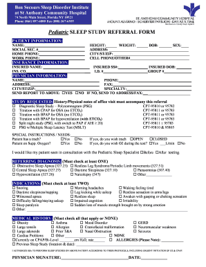 Pediatric Sleep Study Referral Form