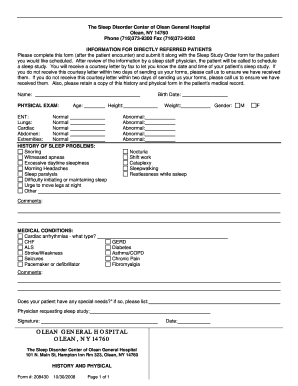 Sleep Study Order Form