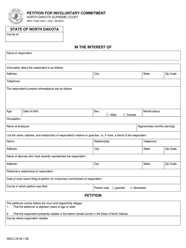 Fillable online altru petition for involuntary commitment altru fax