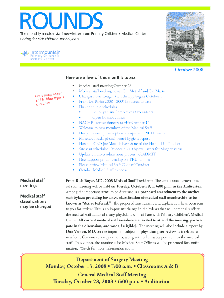 The monthly medical staff newsletter from Primary Childrens Medical Center - intermountainhealthcare Preview on Page 1