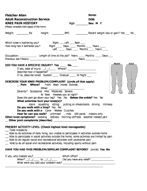 Knee Pain History Form