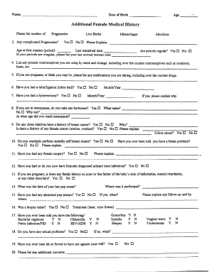 Female Medical History Form